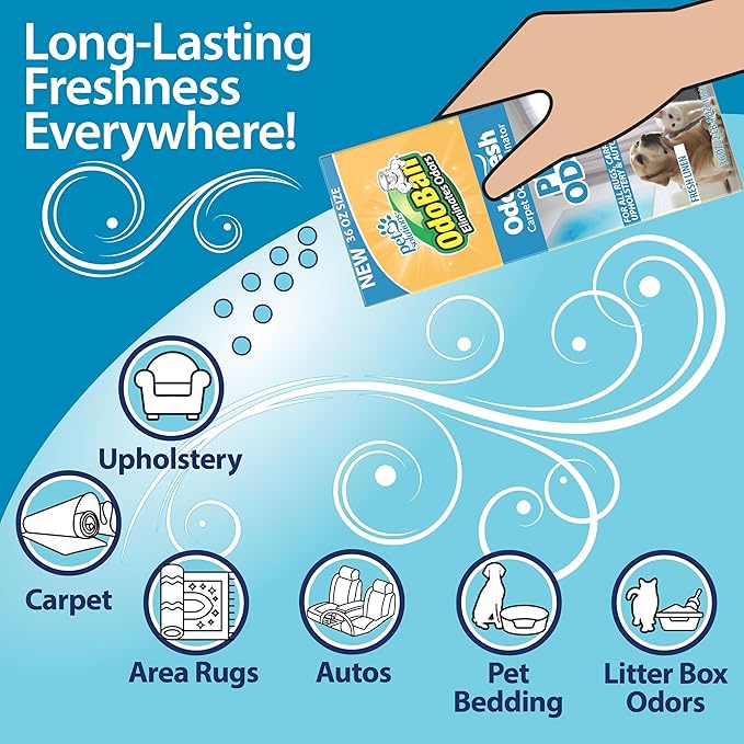 OdoBan OdoFresh Carpet and Room Deodorizer Powder for Home Smells and Odors Including Smoke, Pet Urine, Dogs, and Cat Litter, Made in the USA, Fresh Linen Scent, 36 Ounces, Pack of 6