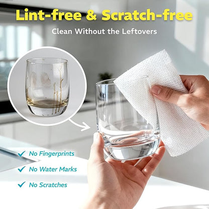 90 Pack Plant-Based Microfiber Cleaning Cloth Rolls, Washable & Reusable Paper Towels for Kitchen, Ultra Absorbent, Scratch Free, Lint Free, Cleaning Supplies, 8.6" x 11.8" (2 Rolls)