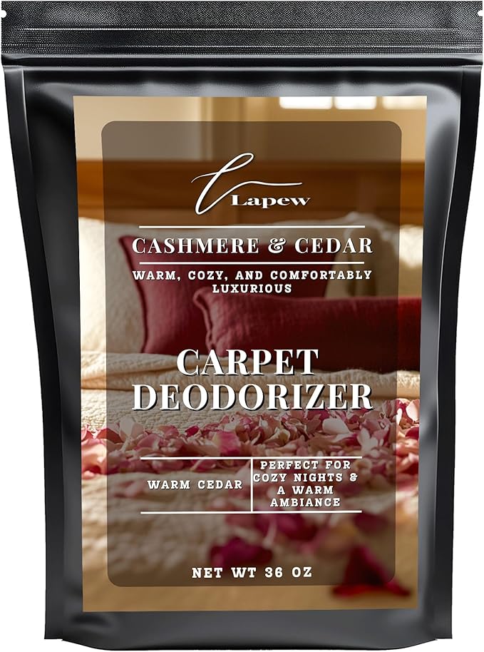 Lapew Cashmere Cedar Carpet Deodorizer Powder - Pet Safe Freshener for Vacuuming | Scented Odor Eliminator for Home | 36 oz