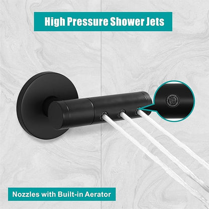 SKOWLL Shower Body Jets High Pressure Shower Heads Massage Jet Wall Mount Sprayer, 360° Rotation Full Body Shower, Powerful Jets, Matte Black