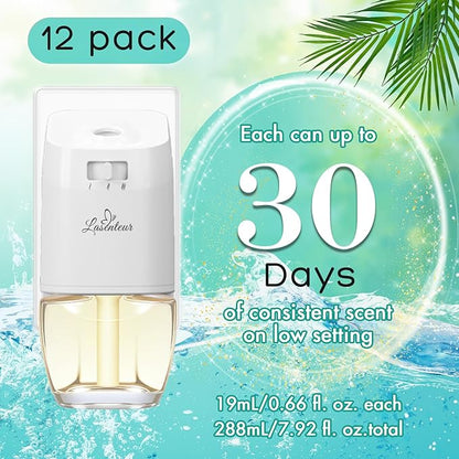 Plug In Refills Air Freshener 12 Pack – Ocean Breeze, Fresh Linen, Bohemia Forest, Winds in Summer, Scented Refill for Home, Bathrooms Use, Compatible with Air Wick & Glade, Not for Glade Plus