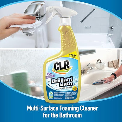 CLR Brilliant Bath Foaming Action Bathroom Cleaner Spray - For Use on Toilets, Baths, Showers, Sinks, Glass, Stainless Steel - Lavender Scent, 26 Ounce Bottle (Pack of 6)
