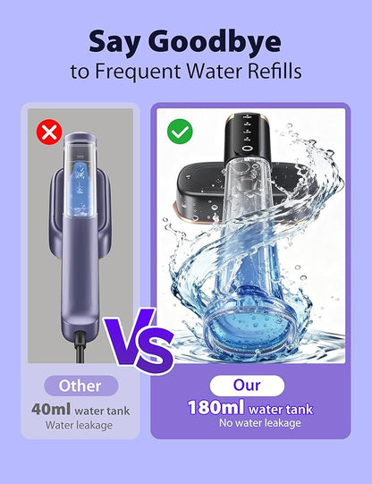 Travel Steamer for Clothes with 180 ml Water Tanks,15s Fast Heat-up,24 g/min Strong Steam Performance, Portable Garment Steamer with Touch Control, LED Display, Steam Iron(Black Gold)
