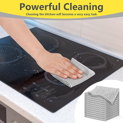 Double-Layer Wire Dishwashing Rag, Non Scratch Wire Dishcloth, Multipurpose Wire Cleaning Cloths for Dry and Wet Cleaning, Metal Dishcloth for Cookware/Sinks/Stove Tops (7.87 x 7.87inch - 10Pcs)