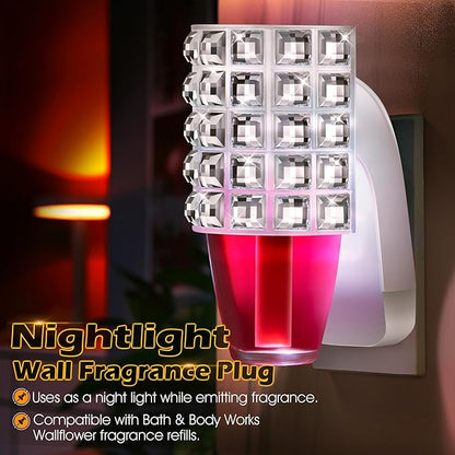 Hohean Wall Fragrance Plug in with Night Light, Compatible with Bath & Body Works WallFlower Fragrance, Wall Plug Fragrances Oil Diffuse with Nightlight for Home, Office(1 Pack,Square)