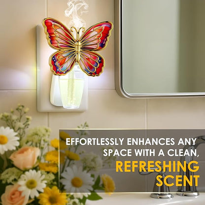 Hohean Wall Fragrance Plug in Compatible with Bath and Body Works WallFlower, Scent Diffuser with Night Light, ETL Certified, Long Lasting Scented Warmer Diffuser Home Office (Red Butterfly)