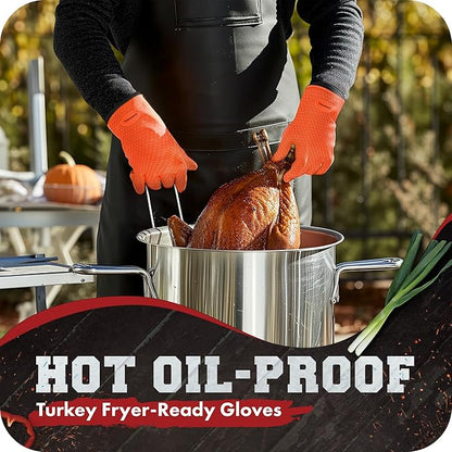 KITCHEN PERFECTION Silicone Smoker Oven Gloves -Extreme Heat Resistant BBQ Gloves -Handle Hot Food Right on Your Smoker Grill Fryer Pit|Waterproof Oven Mitts Grill Gloves |Superior Value Set+3 Bonuses