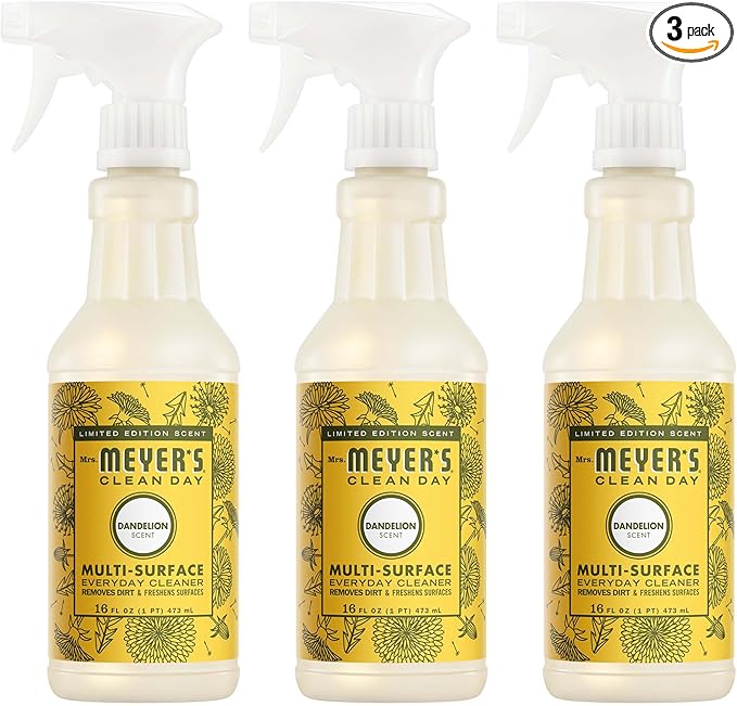 Mrs. MEYER'S CLEAN DAY Multi-Surface Everyday Cleaner, Dandelion Scent, 16 Fl Oz Bottle - 3 Pack
