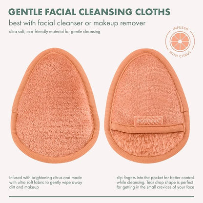 EcoTools Gentle Facial Cleansing Cloths, Makeup Remover Cloth Infused With Citrus, Reusable Face Cloths Deep Clean Skin, Eco Friendly Washcloth For Face, Vegan, & Cruelty-Free, 2 Count