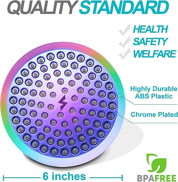 SparkPod Shower Head - High Pressure Rain - Premium Quality Luxury Design - Easy Clean Adjustable Replacement for Your Bathroom Shower Heads (Radiant Rainbow, 6 Inch Round)