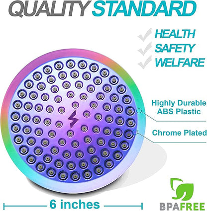 SparkPod Shower Head - High Pressure Rain - Premium Quality Luxury Design - Easy Clean Adjustable Replacement for Your Bathroom Shower Heads (Radiant Rainbow, 6 Inch Round)