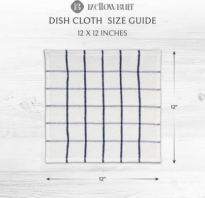 100% Cotton Terry Dish Cloth & Dish Towel, 6 Pack, Super Soft and Absorbent Kitchen Towels, Perfect for Kitchen Cleaning and Dish Washing (Navy Blue (DT and DC Combo))