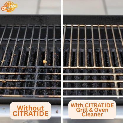 Grill & Oven Cleaner Spray – Heavy Duty Plant-Based Citrus Degreaser Cleans and Degreases BBQ Cooking Grates and Racks, Pellet and Electric Smokers– Non-Toxic, USA Made (32 fl oz)