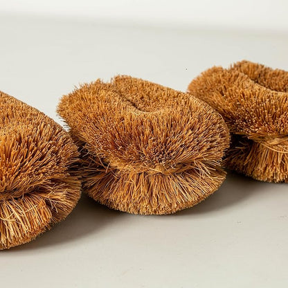 Pack of 3 Tawashi Vegetable Scrub Brush,100% Natural Coconut Coir Fiber VegetableBrush, Ideal for Fruit Scrub, Kitchen Cleaning Needs, Kamenoko Japanese Design