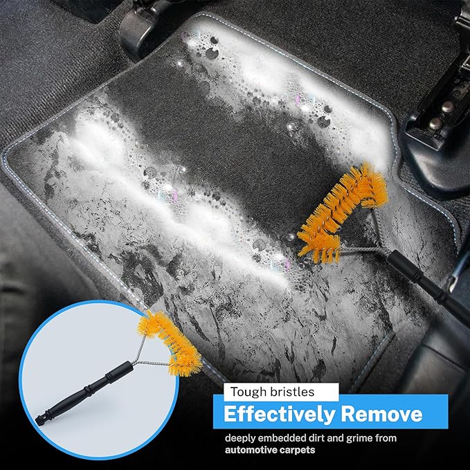 SM Arnold Long Reach Carpet Brush – Deep Clean Automotive Carpets & Mats, Ergonomic Design, Sturdy Bristles | for Car Interiors, Pro Grade Vehicle Care | Easy Grip Handle, 14.56" x 7.87" x 1.5"