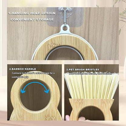 Mini Broom and Dustpan Set - Compact Bamboo Handle Cleaning Kit with Mini Dustpan Brush for Countertops, Tables, Desks - Small Dust Pan and Broom Combo for Tiny Spaces (White)