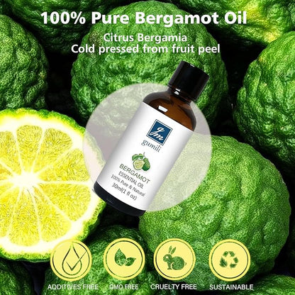 GM Gumili Bergamot Essential Oil 1 Oz - 100% Pure Bergamot Oil for Diffuser, Skin & Body - Natural Citrus Oil
