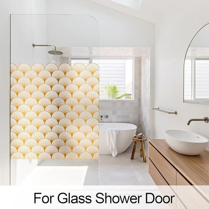 DKTIE Geometric Art Stained Glass Window Film Bathroom Window Privacy Film Frosted Glass Static Clings Non Adhesive with Installation Tools, Modern Home Improvement Style (S117, 17.7'' x 118.1'')