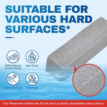 Vacplus Toilet Brush - Toilet Bowl Cleaners with Extra Long Handle, 100% Pumice Stone for Toilet Cleaning, Remove Limescale, Rust, Cleaning Supplies for Toilet, Pool, Bathroom, Sink, 4 Pack