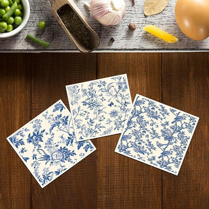 Blue Floral Swedish Dishcloths for Kitchen, 6 Pack Blue Whihe Floral Swedish Dish Cloths, Absorbent Fast Drying Sponge Cleaning Paper Towels for Cooking Home Decoration Housewarming Gift