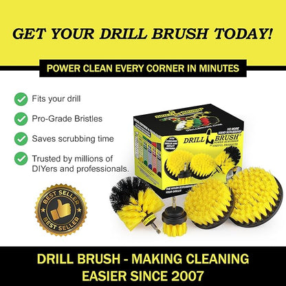 Nylon Drill Brush Attachment Set for Bathroom Cleaning - Power Scrubber Brush Kit for Bathtub, Shower, Tile, and Grout - All-Purpose Household Cleaning Brushes for Drill - Electric Grout Cleaner Kit