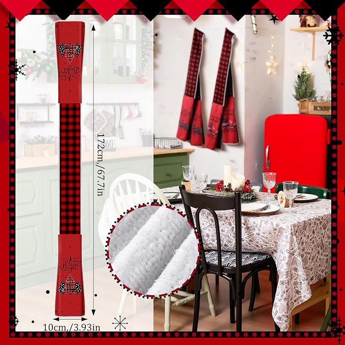 4 Pack Christmas Kitchen Towel Boa Scarf Dish Buffalo Plaid Decor 4 x 68 Inch for Holiday Cooking Baking Accessories