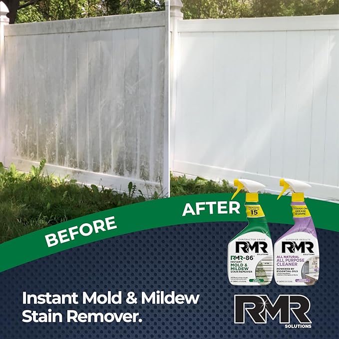 RMR Total Clean Team – Instant Stain Remover + All Natural All Purpose Cleaner, Indoor/Outdoor Cleaning Spray Kit for Kitchens, Bathrooms, Furniture, Siding, & Deck, 2–32 Oz Bottles