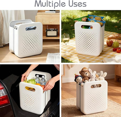 Large Collapsible Laundry Basket with Detachable Hanging Organizer, Space-Saving Wall-Mounted Hamper for Home, Dorms, RVs, Main Basket Measures 13" x 9.5" x 17.5" In