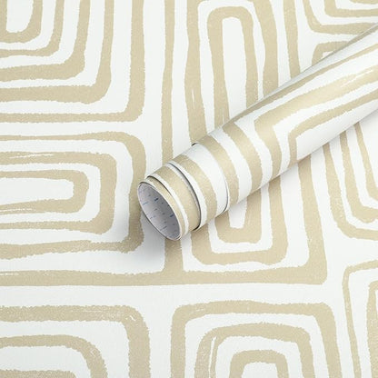GloryTik Peel and Stick Wallpaper Boho Modern Beige Contact Paper Peel and Stick Wall Paper Removable Self Adhesive Geometric Wallpaper for Bathroom Bedroom Cabinets Decor Vinyl 16.14"x78.7"
