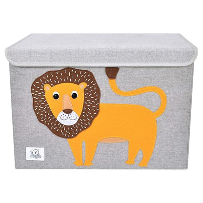 CLCROBD Foldable Large Kids Toy Chest with Flip-Top Lid, Collapsible Fabric Animal Toy Storage Organizer/Bin/Box/Basket/Trunk for Toddler, Children and Baby Nursery (Lion)