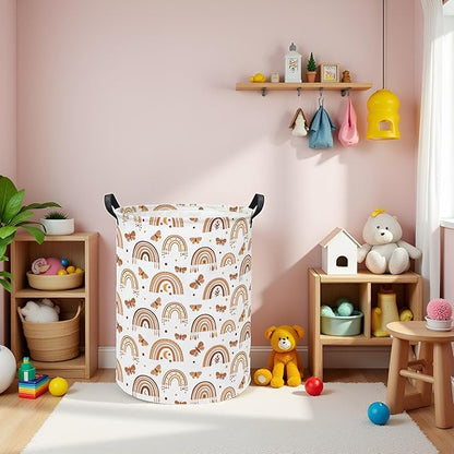 Baby Laundry Hamper kids laundry Basket Waterproof Storage Bin for Bedroom Toy Clothes Organizer Basket Woodland Animals Room Décor(Rainbow)