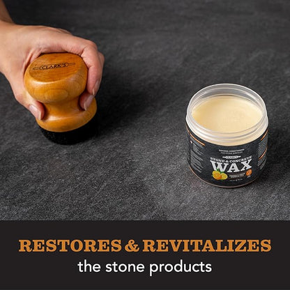 CLARK’S Stone and Concrete Wax - Soapstone Wax with Orange and Lemon Extracts - Helps Preserve and Protect Against Liquids - Revitalizes Stone Surfaces - Made with Carnauba and Beeswax