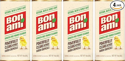 BON AMI Powder Cleanser for Kitchens & Bathrooms - All Types of Surfaces, Cleans Grime & Dirt, Polishes Surfaces, Absorbs Odors (4 Pack)