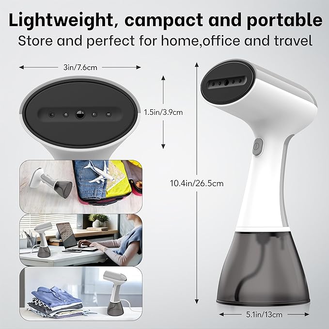GS01 Steamer for Clothes, clothes steamer handheld with Ultra Large 400ml Water Tank, 1500W High Power, 20S Fast Heat-up,Wrinkle Remover,Portable Handheld Design Travel Steamer