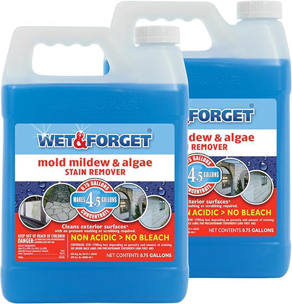 Wet & Forget Outdoor Moss Mold Mildew & Algae Stain Remover 2x .75 Gallon