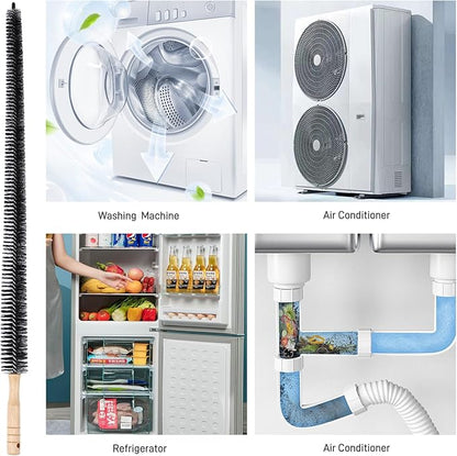 30 Inch Dryer Vent Cleaner Dryer, Long Flexible Dryer Vent Cleaner & Refrigerator Condenser Coil Brush Lint Brush Vent Cleaner Vent Trap Cleaner Lint Trap Cleaning Tool