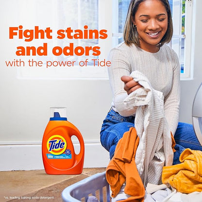 Tide Laundry Detergent Liquid, Clean Breeze Scent, 48 Loads, 60 fl oz, Works on 100% of Common Stains