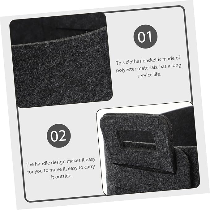 GLEAVI Foldable Portable Laundry Hamper Basket Capacity Clothes Storage Organizer for Bedroom Bathroom Decorative Dark Gray Felt Laundry Basket
