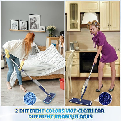 Spray Mops for Hardwood Floor Cleaning: MEXERRIS Wet Mops Dry Dust Mop with 3 Washable Pads for Swiffer Powermop - Flat Mop Home Commercial Mops for Wood Laminate Tile Vinyl Cement Concrete