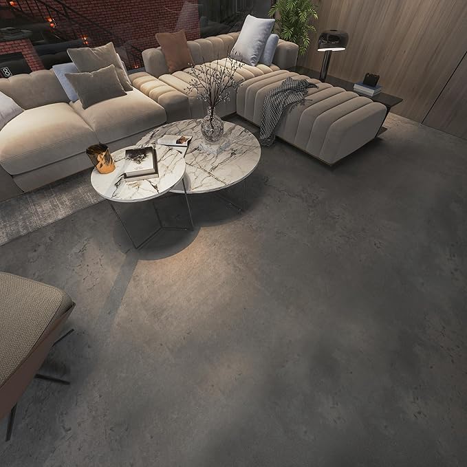 3yecao 24"×197" Thick Dark Grey Black Concrete Wallpaper Waterproof Charcoal Gray Cement Wallpaper Peel and Stick Matte Textured Self Adhesive Concrete Contact Paper for Bedroom Gym Living Room Walls