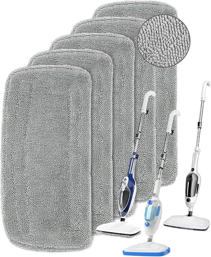 KEEPOW 5 Pack Steam Mop Replacement Pads Compatible with GorFanty Steam Mop Model GF-6610B/GF-6610, Washable and Reusable Microfiber Mop Replacement Pads Highly Absorbent for Multi-Surface