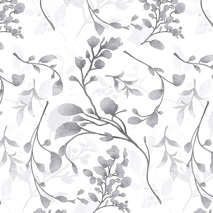 Orainege Gray Floral Peel and Stick Wallpaper Floral Contact Paper 17.7 in ×590.5 in Peel and Stick Wall Paper for Bathroom Removable Wallpaper Self Adhesive Waterproof