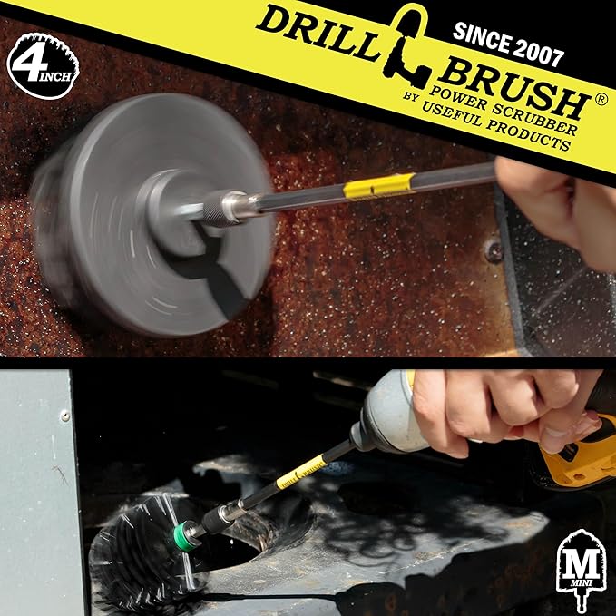 Household Supplies: Grill Brush Drill Set Power Scrubber Kit - Cordless Electric Spin Scrubber for BBQ Cleaning, Fireplace Grates & More - Rust Remover - No-Wire Design Included in Cleaning Tools Set