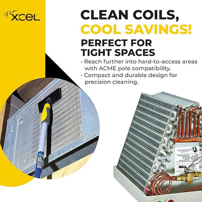 Coil Cleaning Brush for HVAC & AC – Evaporator & Condenser Coil Cleaner Tool, 135° Stainless Steel Pins, Heavy-Duty for Tight Spaces, Safe for Delicate Fins, ACME Pole Compatible