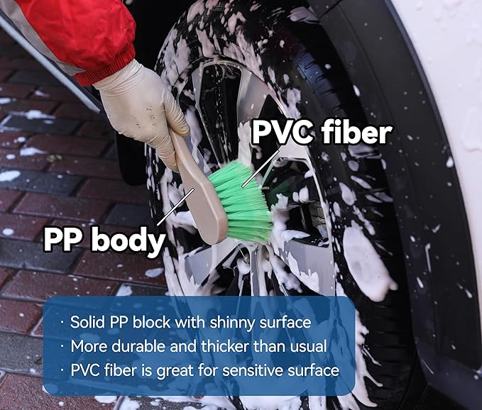 Mr. Detroit - Wheel & Body Brush with Soft PVC Bristles, Durable and Scratch-Free Cleaning Brush for Cars, Trucks, SUVs, Boats, Carpets, Mats