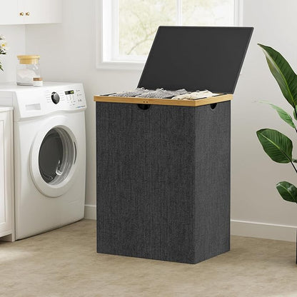 WOWLIVE 180L Laundry Hamper 3 Section, Bamboo Laundry Basket with lid, Extra Large Dirty Clothes Hamper with Removable Bags, Laundry Bin Organizer Storage for Dorm Bedroom Bathroom, Black