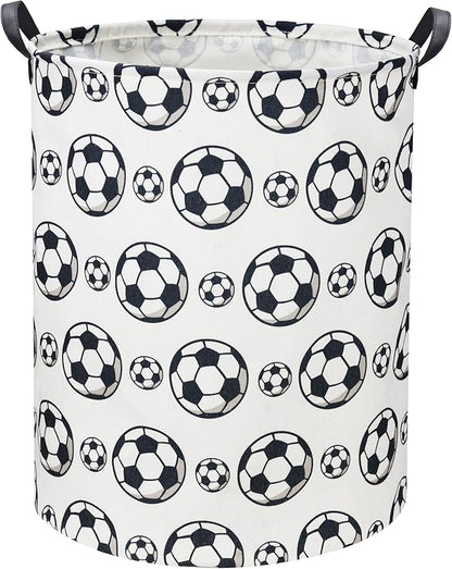 Kids Laundry Basket Soccer Hamper for Nursery Hamper Cute Kids Storage Bin Organizer Room Decor for Home(Black soccer)
