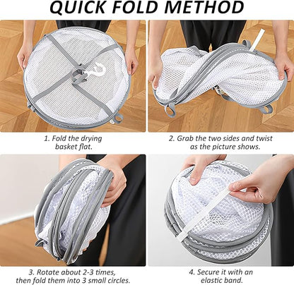 AUTODECO 2-Tier Folding Mesh Clothes Hanging Dryer, Sweater Drying Rack, Large Laundry Drying Rack, Lay fold Flat Dry Hanger, Mesh Clothes Hanging Dryer - L(2Tier)