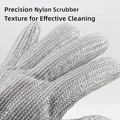 Dishwashing Gloves Non-Scratch Nylon Cleaning Mittens Stainless Steel Wire Balls Hanging Strap for Kitchen Housework