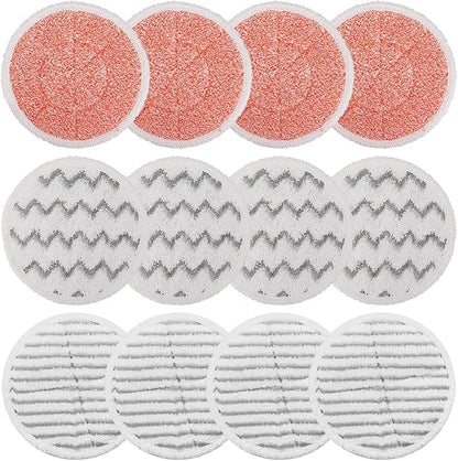 3897A Replacement Steam Mop Pads: 12 Packs Spin Mop Refills Compatible with Bissell Spinwave 3897A 3712C 3712W SmartSteam Scrubbing Steam Mop - Hard Floor Steam Mop Washable Pads (Heavy&Scrubby&Soft)